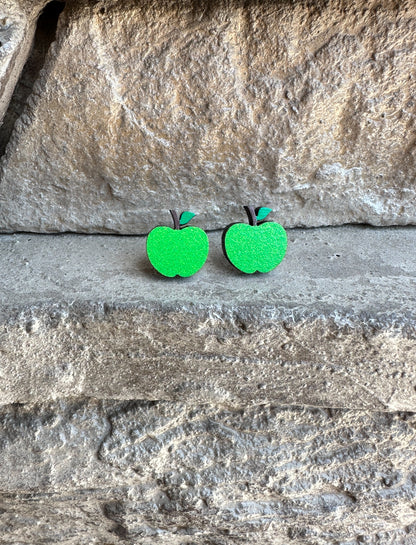 Green Apple Earrings, Teacher Earrings