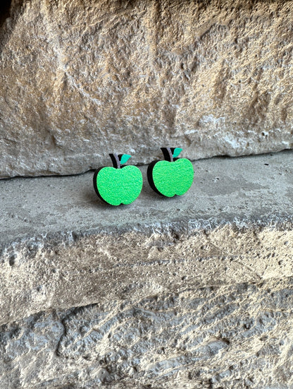 Green Apple Earrings, Teacher Earrings