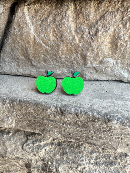 Green Apple Earrings, Teacher Earrings