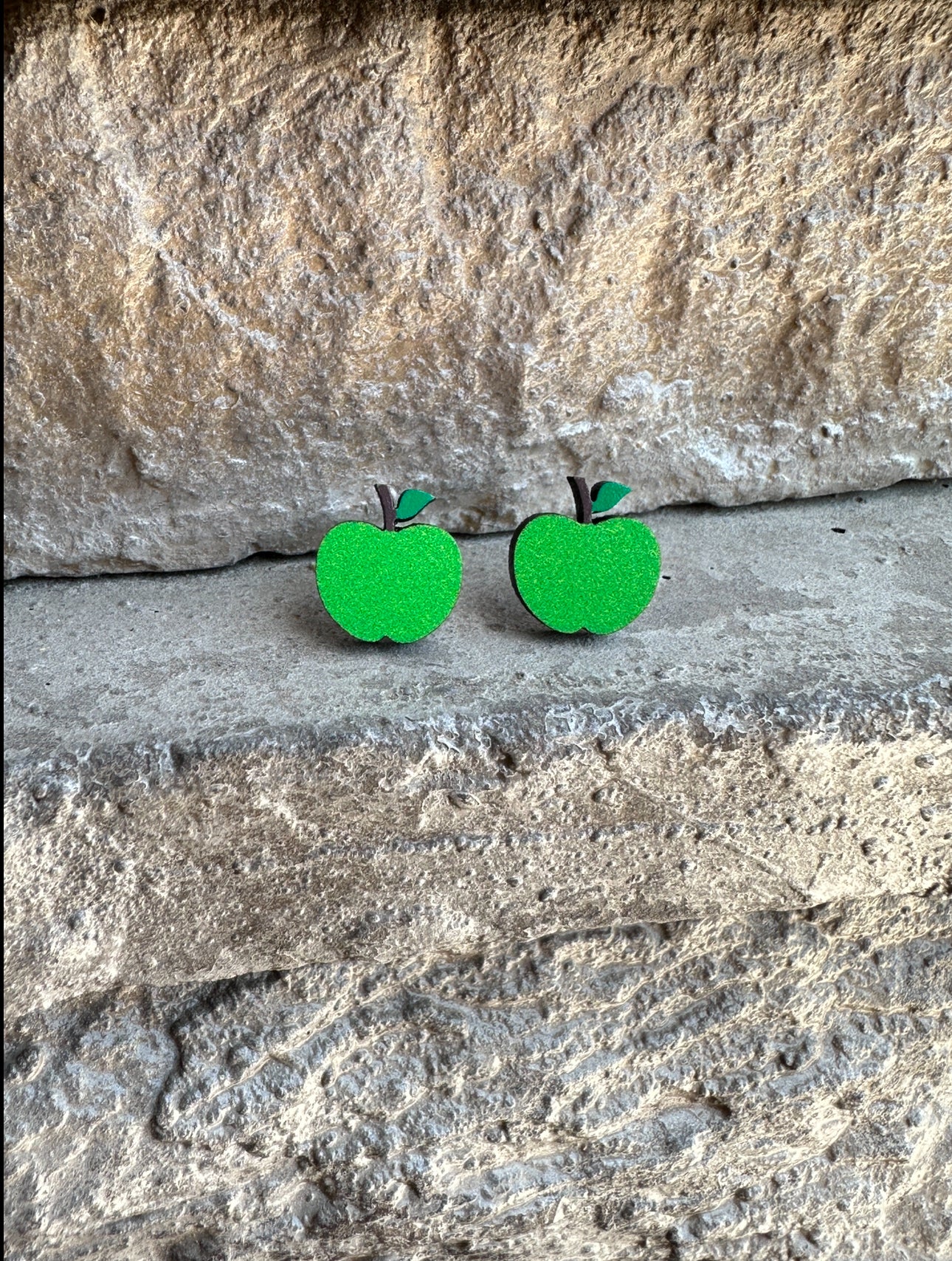 Green Apple Earrings, Teacher Earrings