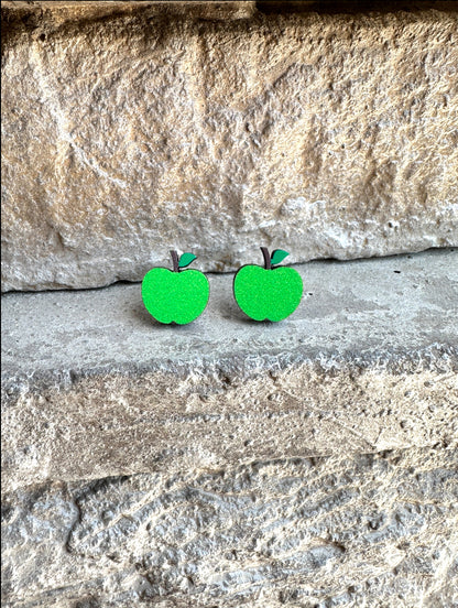 Green Apple Earrings, Teacher Earrings