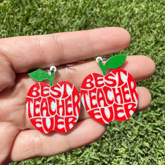 Best Teacher Glitter Earrings