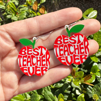 Best Teacher Glitter Earrings