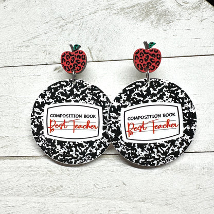 Composition Book Earrings, Leopard Apple Stud