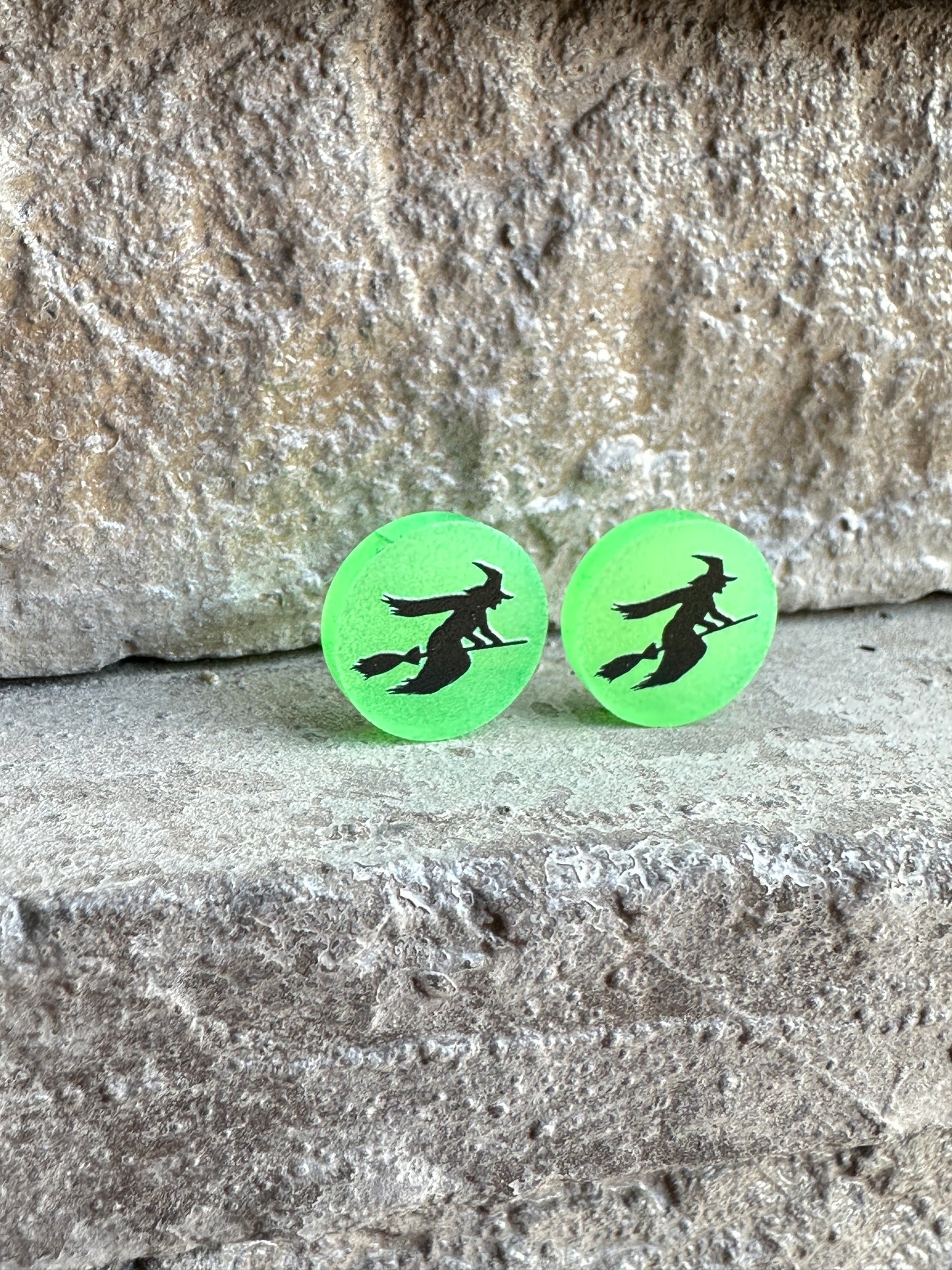 Witch Glow in the Dark Stud Earrings | Halloween Earrings