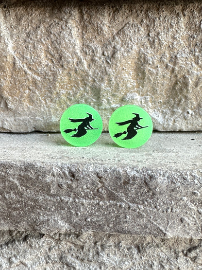 Witch Glow in the Dark Stud Earrings | Halloween Earrings