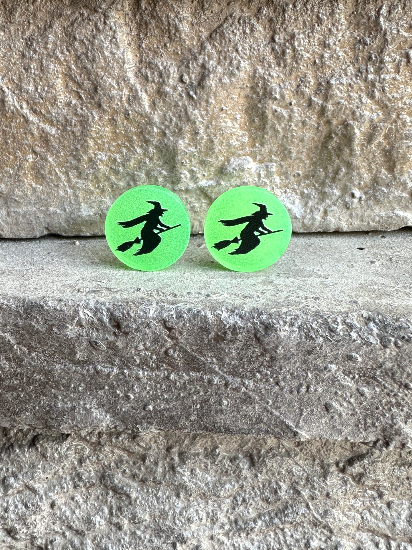 Witch Glow in the Dark Stud Earrings | Halloween Earrings