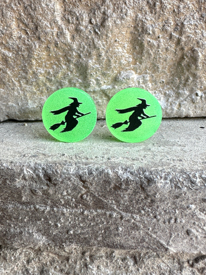 Witch Glow in the Dark Stud Earrings | Halloween Earrings