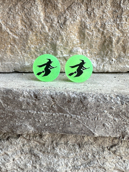 Witch Glow in the Dark Stud Earrings | Halloween Earrings