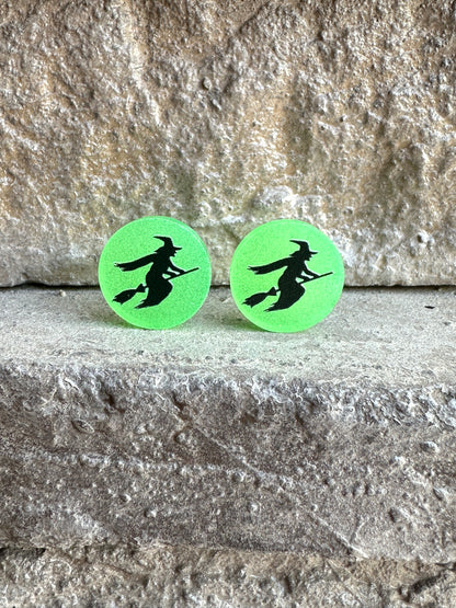 Witch Glow in the Dark Stud Earrings | Halloween Earrings