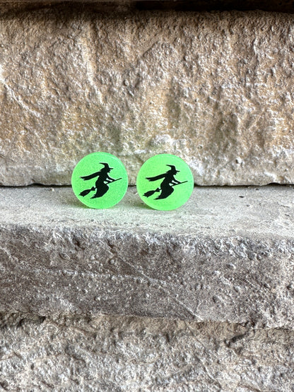 Witch Glow in the Dark Stud Earrings | Halloween Earrings