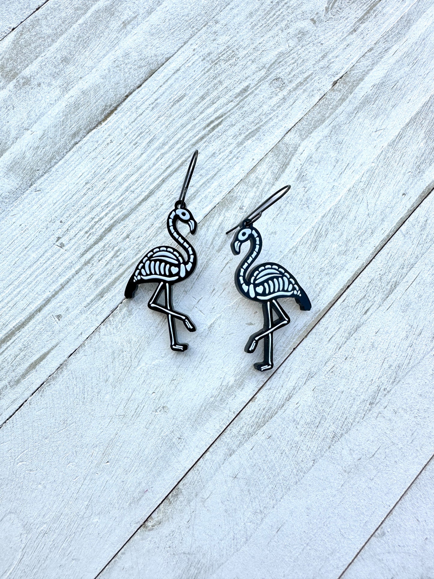 Flamingo Skeleton Dangle Earrings | Halloween Earrings