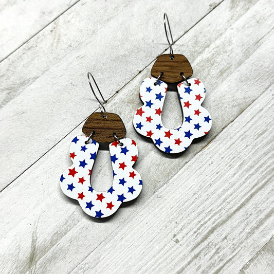 4th of July Multi Star Dangle Earrings