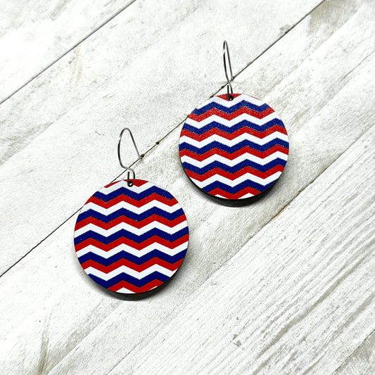 4th of July Chevron Dangle Earrings