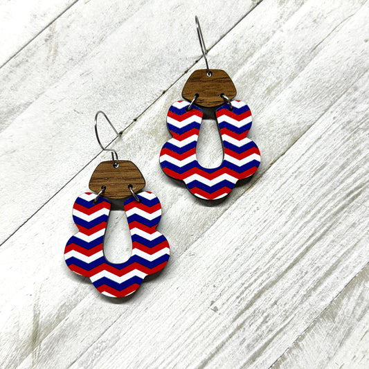 4th of July Chevron Dangle Earrings