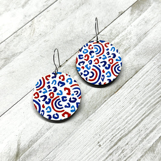 4th of July Rainbow Leopard Dangle Earrings