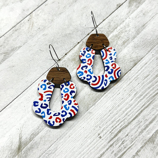 4th of July Rainbow Leopard Dangle Earrings