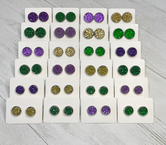 Mardi Gras Druzy Earrings Grab Bag | Wholesale Earrings | Thank You Gifts