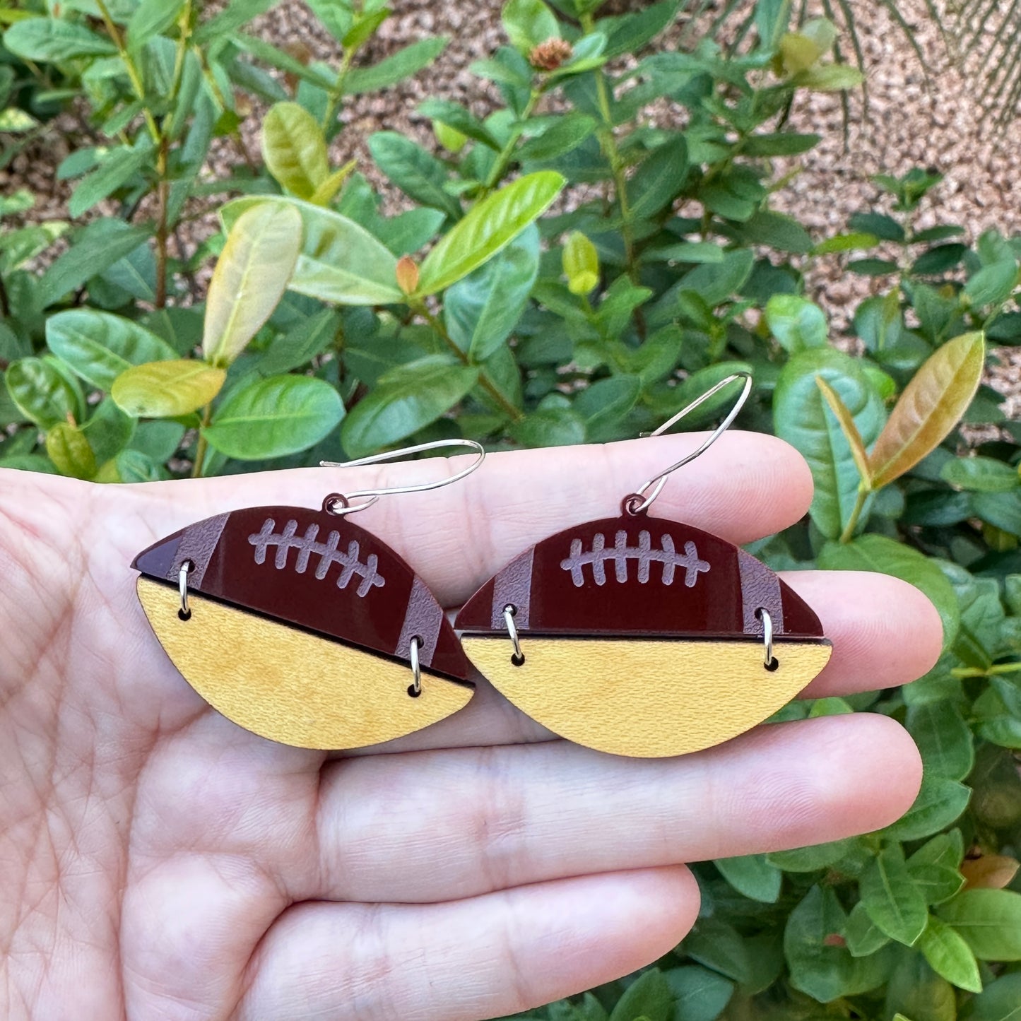 Football Acrylic & Wood Earrings