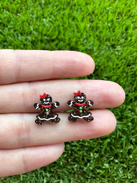 Gingerbread Girl Stud | Christmas Earrings