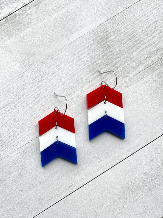 4th of July Chevron Dangle Earrings