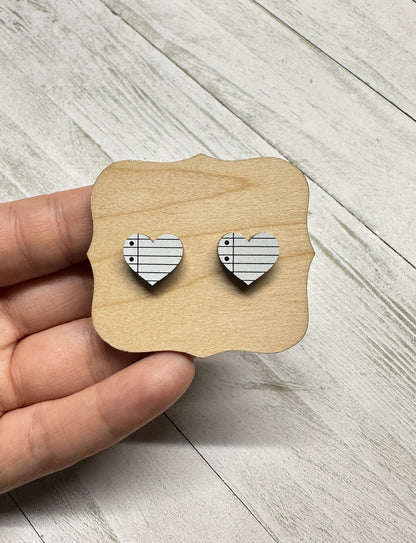 Paper Heart Earrings, Teacher Earrings