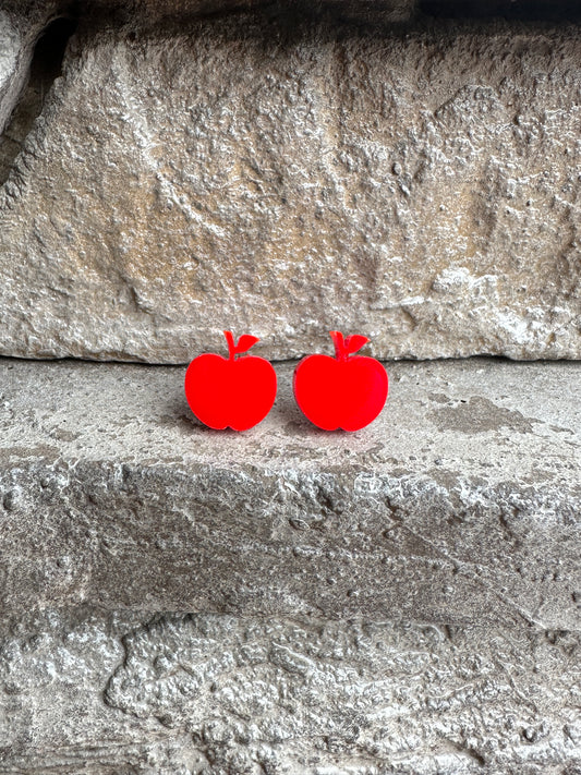 Red Apple Acrylic Earrings, Teacher Earrings