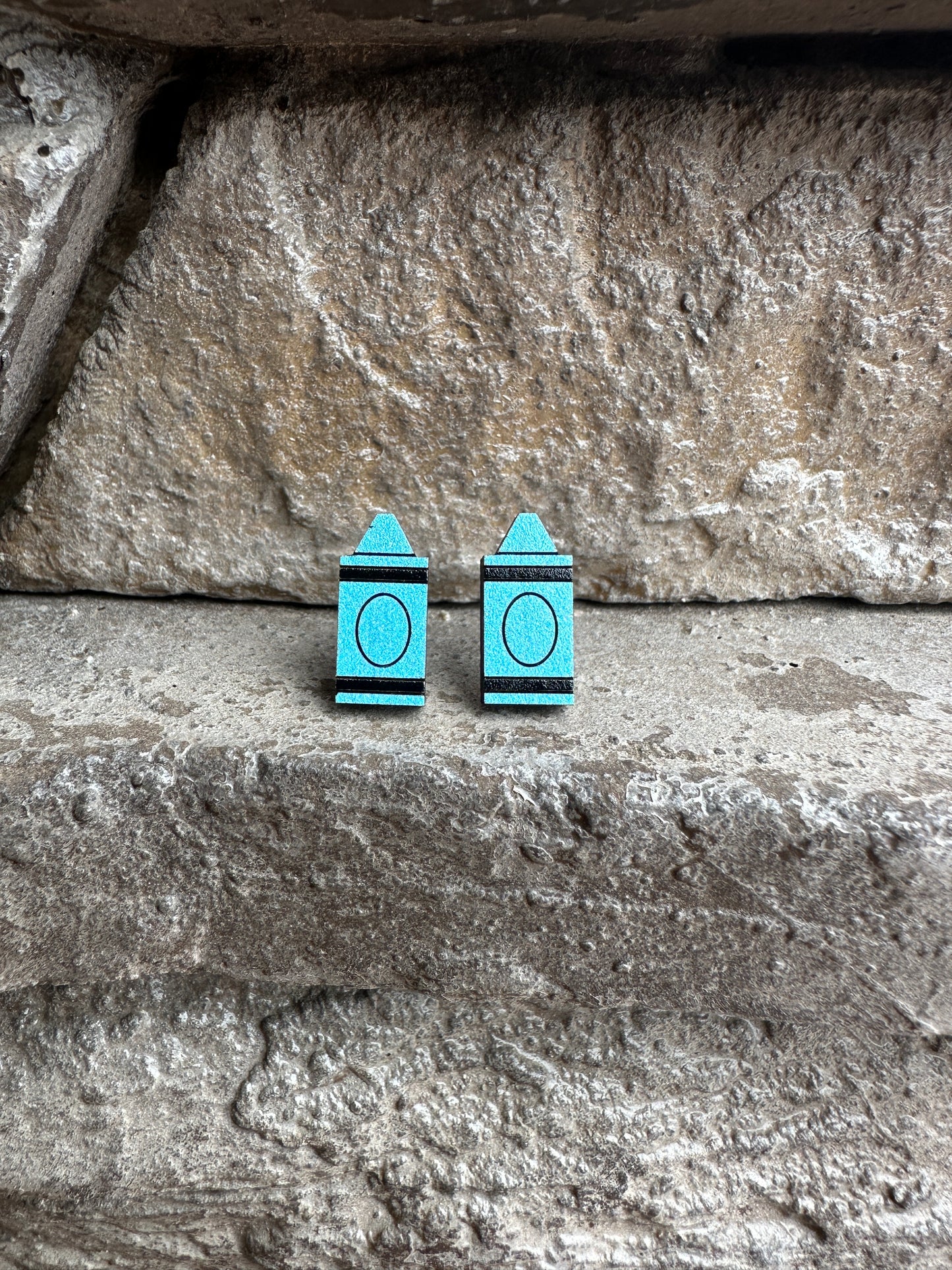 Light Blue Crayon Wood Earrings