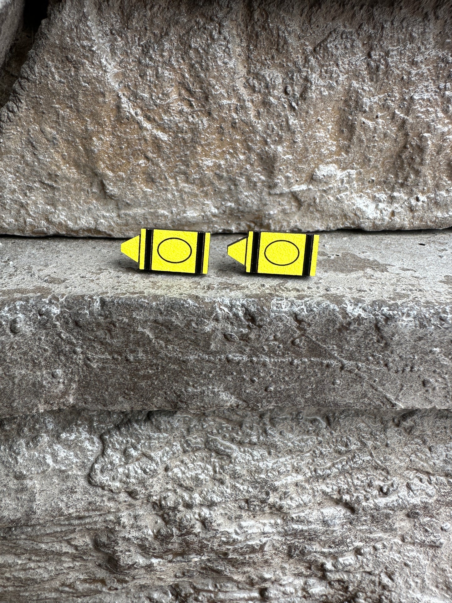 Yellow Crayon Wood Earrings