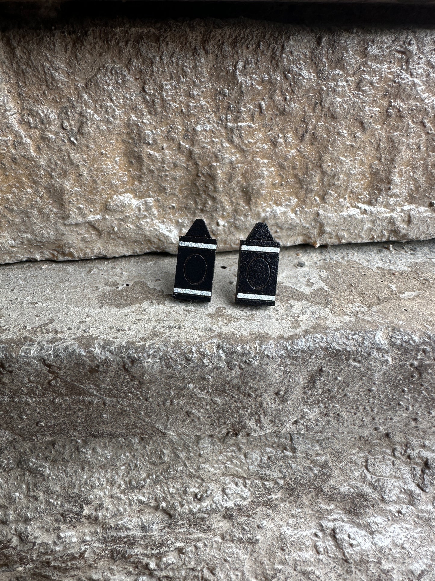 Black Crayon Wood Earrings