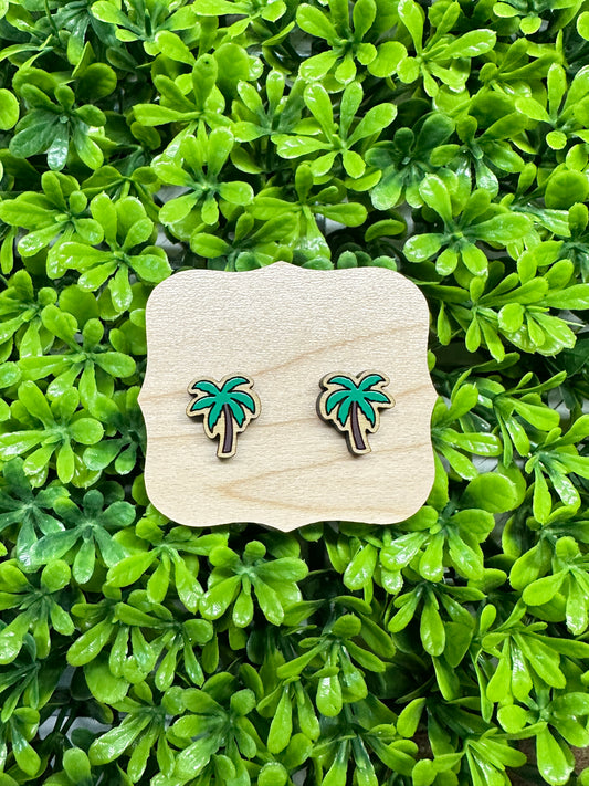 Palm Tree Maple Wood Earrings