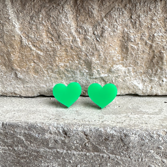 Green Acrylic Heart Earrings | St. Patrick's Day Earrings