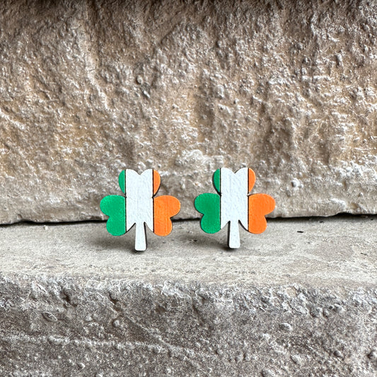 Irish Flag Shamrock Wood Earrings | St. Patrick’s Day Earrings