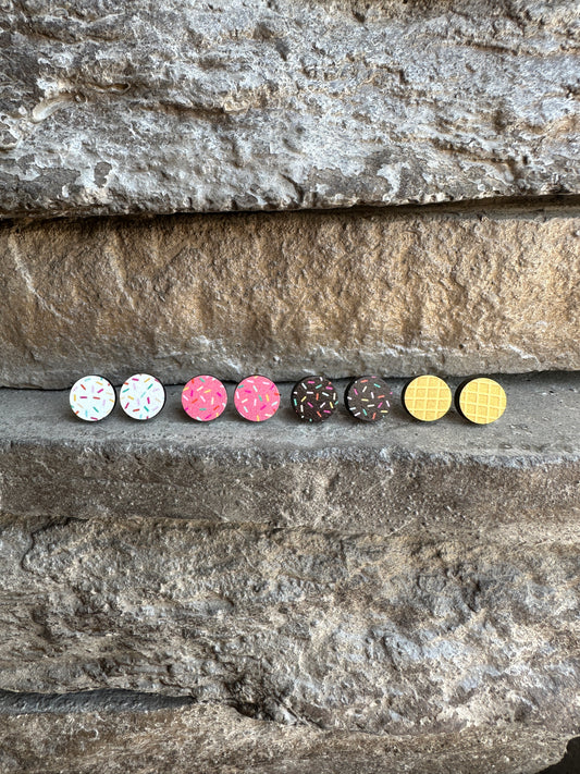 Ice Cream Sprinkles & Waffle Wood Earrings | Summer Earrings