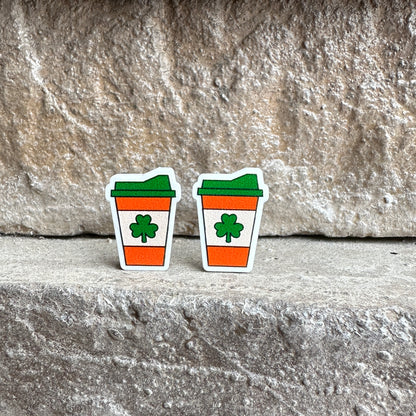 Shamrock Coffee Cup Earrings | St. Patrick's Day Earrings