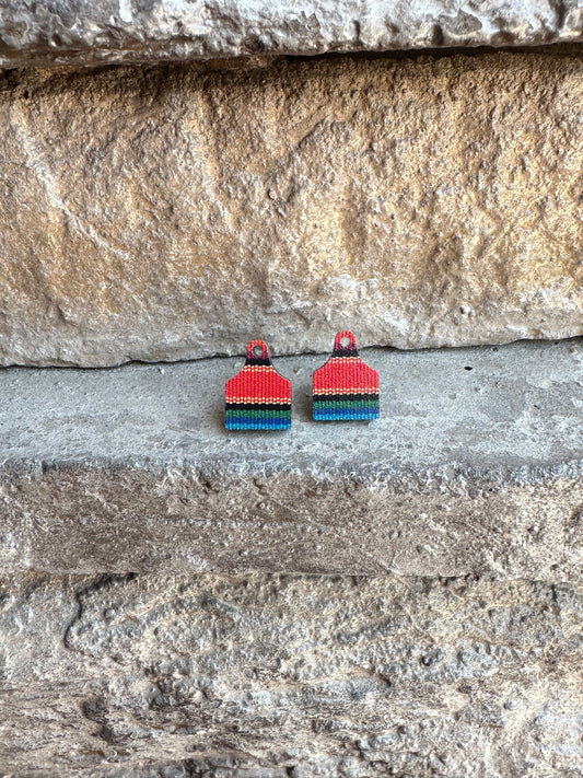 Serape Cow Tag Acrylic Stud | Western Earrings