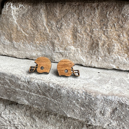 Football Helmet Wood Earrings