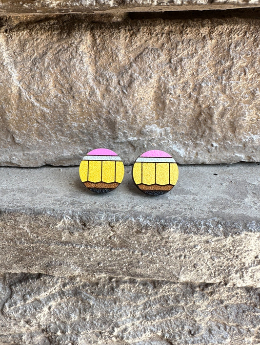 Pencil Round Earrings