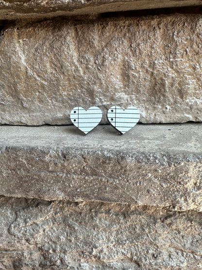 Paper Heart Earrings, Teacher Earrings