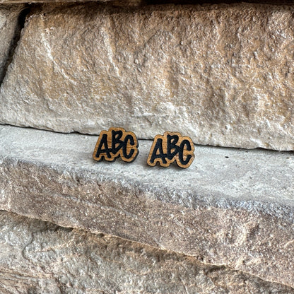 ABC Walnut Wood Earrings