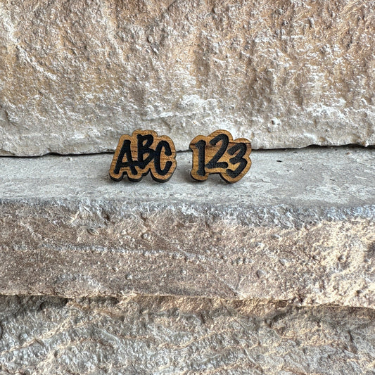 ABC & 123 Wood Earrings