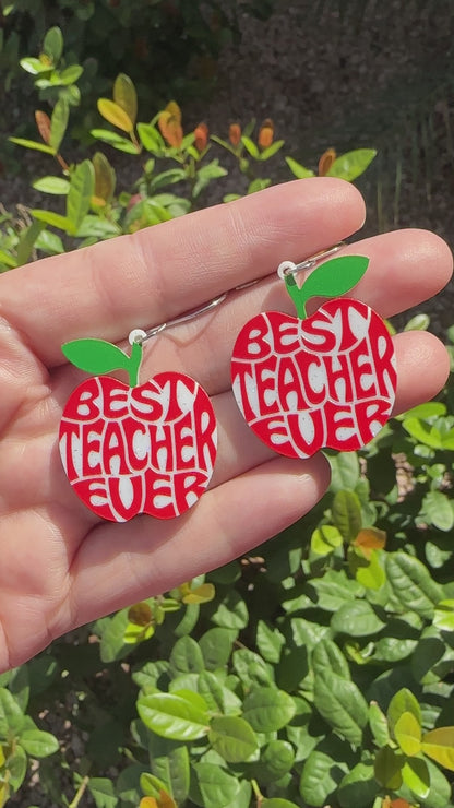 Best Teacher Glitter Earrings