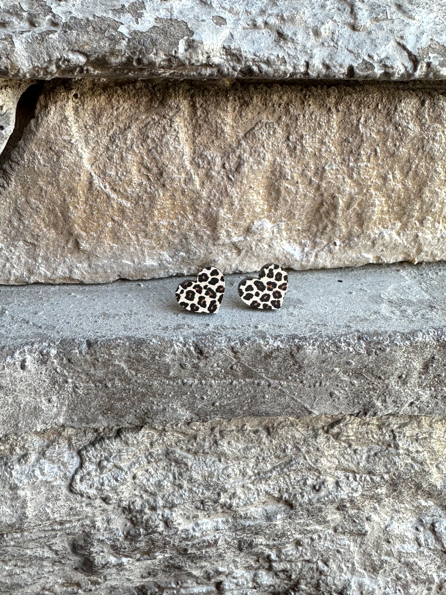 Leopard Print Heart Acrylic Earrings